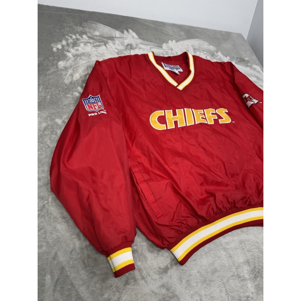 Vintage Y2K Kansas City Chiefs Windbreaker Mens XL Red Pullover Jacket Pro Line - Picture 8 of 9